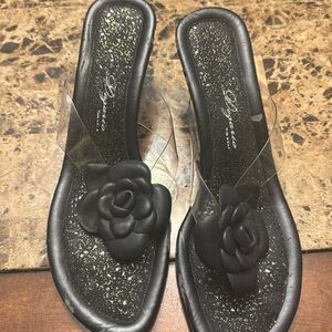 Dezario shoes black size 12 black and clear wedge